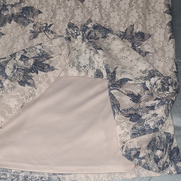 Lace Mini Dress Tunic Sweetheart Neck Pastel Peach Blu Gray Rose Floral Coquette - Picture 5 of 11